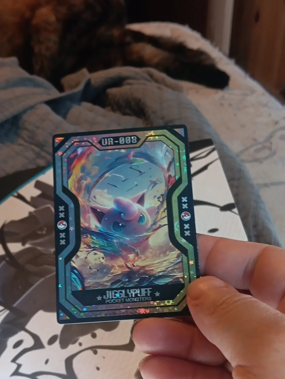 Pokemon Jigglypuff Holographic Card - Blue Pink Black